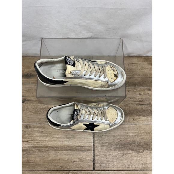 Golden Goose Stardan Sneakers Platform Silver Black Star Size 39 Low Top - Picture 9 of 9